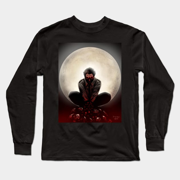 Fright Night Evil Ed Moon Long Sleeve T-Shirt by DougSQ